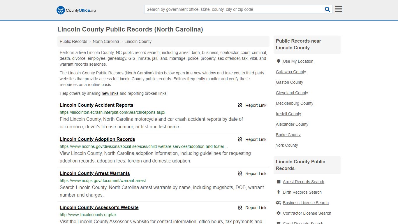 Lincoln County Public Records (North Carolina) - County Office