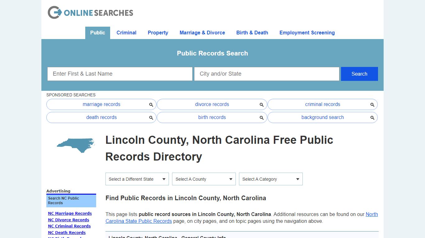 Lincoln County, North Carolina Public Records Directory